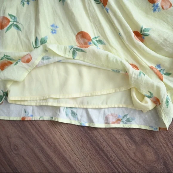 Butter Yellow Romper Size XS Sadie & Sage Orange Blossom Fruit Cottagecore NWOT - Picture 15 of 16